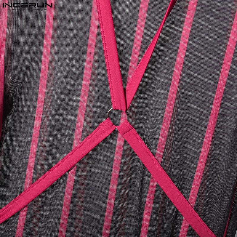 INCERUN Herren Rollkragen Langarm Durchsichtig Bandage Party Club T-Shirts Tee