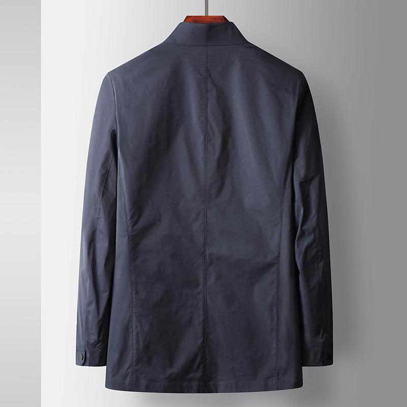 Spring and Autumn Stand-up Collar Micro-elastic Solid Color Middle-aged and Young Business Leisure Anti-wrinkle Non-ironing Jacket