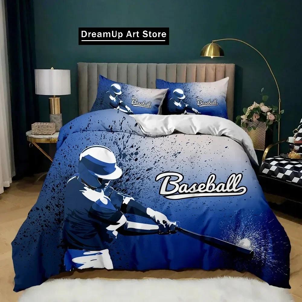 Sport Baseball Bettwäsche-Set für Kinder, Bettbezug-Sets mit Queen-Size, Jungen Sport Steppdeckenbezug Teenager Polyester Bettdeckenbezug
