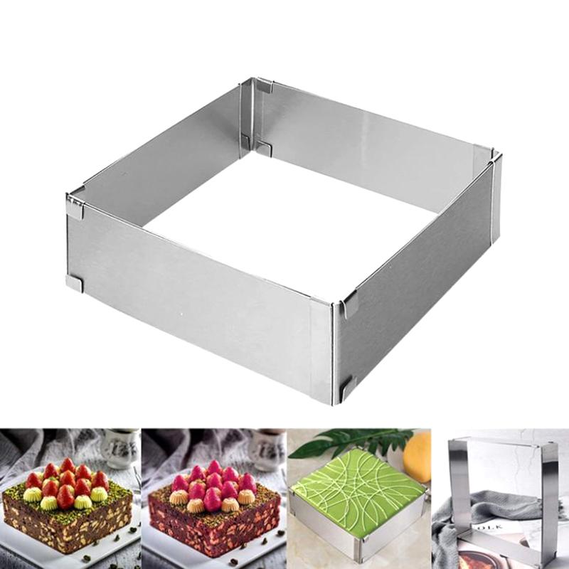 Stainless Steel Cake Mold Ring Adjustable Square Mousse Circle Cake Decorating Tool Cake Cutter Mousse Dessert Baking Mould
