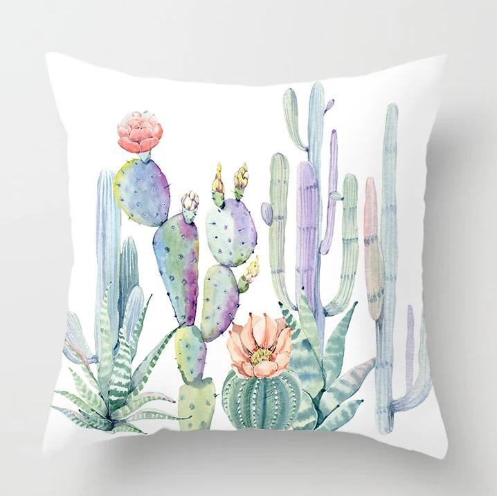 Cactus Flower Decorative Pillowcase Office Living Room Home Pillowcase Car Ornaments
