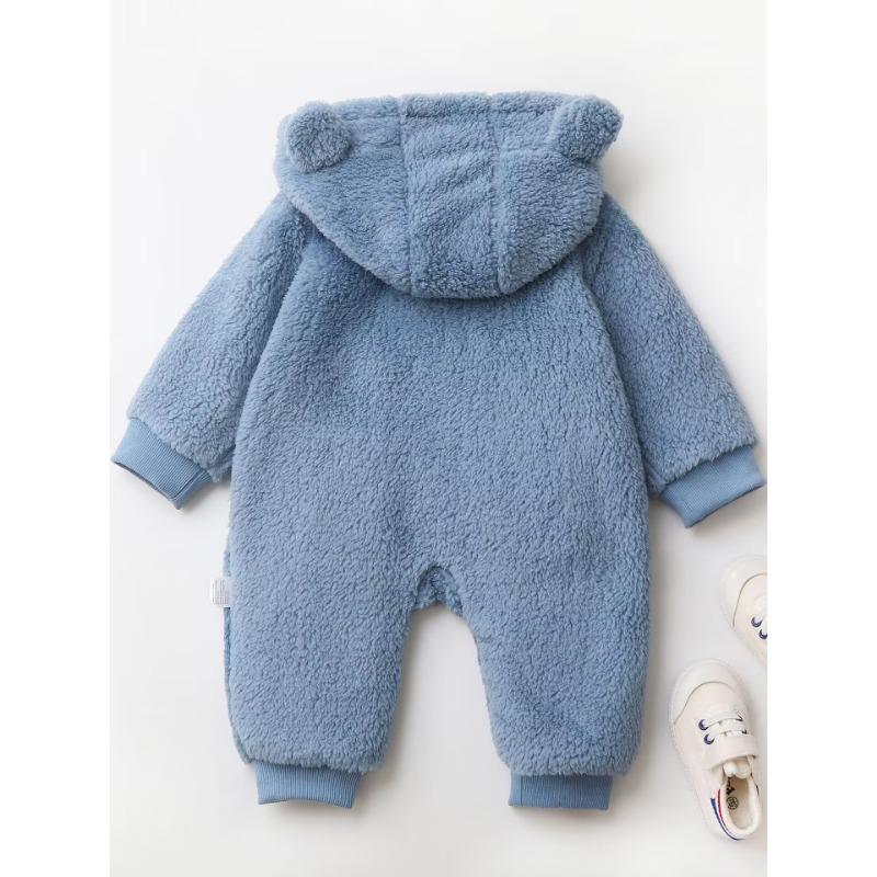 Fleece Romper Baby Long Sleeve Jumpsuit Autumn Baby Boys Girls Rompers Hooded Warm Cloth