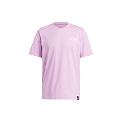 Summer Melt Hoops Cartoon Pattern Letter Logo Print Round Neck Short Sleeve T-Shirt Men Tops Pink IN7440