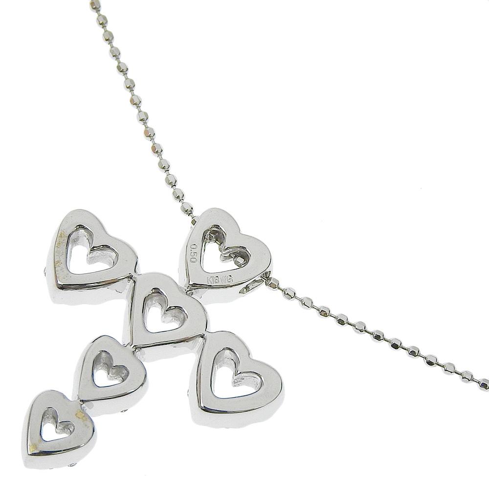 Ponte Vecchio Heart cross Necklace K18 white gold/diamond cross 6.2g Women Used