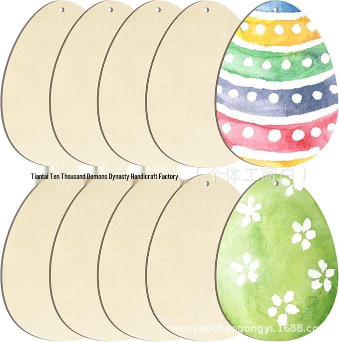 

17.78 cm Painted Wooden Holiday Hanging Ornaments - Halloween, Christmas & Easter Egg Decorations 7.8 x 5.8 x 0.25 cm