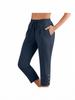 2025 Cotton Linen Loose Fit Button Cropped Pants