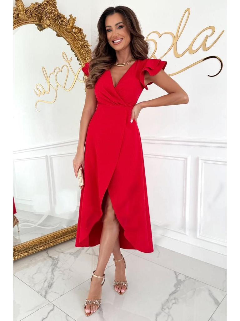 2025 Summer V-neck Waist-cinching Ruffle Sleeve Dress
