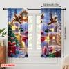 2pcs,2D plane printing Curtains Cute Reindeer Christmas Scene Gift (3) Versatile Durable Polyester (without rod) All Seasons