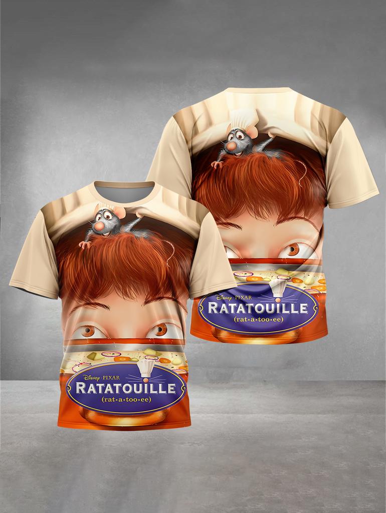 Summer Round Neck Cartoon Hotel Transylvania Pattern 3D Printed Top Fashionable Casual Short Sleeved Children's Boy T-shirts