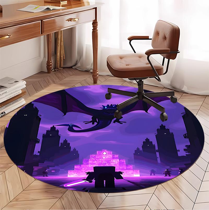 Gamer Pattern Round Rug, Indoor/Outdoor Mat, for Picnic, Gameroom, Bedroom, Office, Living Room, Home Decor Carpet, Birthday Gift