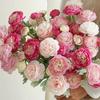 Artificial Ranunculus Asiaticus 2 Head Realistic Fake Silk Flower with Stem Home Office Wedding Party Faux Flower Decoration