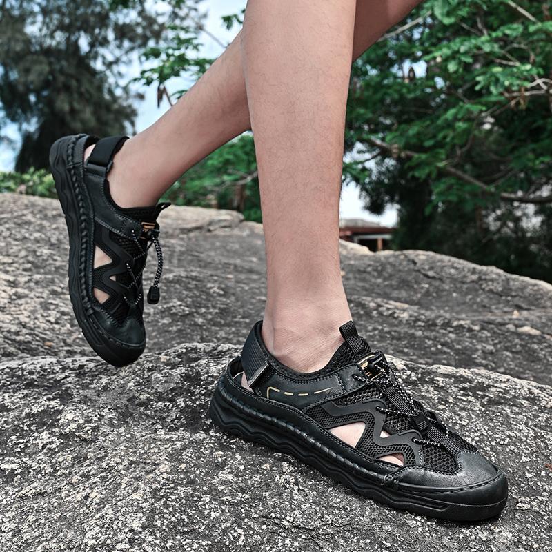 New Men's Sandals Summer Breathable Mesh Sandals Men's Outdoor Casual Lightweight Beach Sandals Fashion Large 39-46