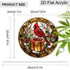 Acrylic Christmas Red Cardinal with Gift Box Suncatcher Stained Glass Effect Window Hanging Ornament Holiday Decor Gifts