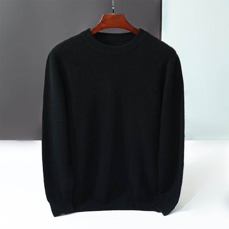 New round neck 100 pure cashmere sweater solid color loose thickened pullover knitted primed warm sweater