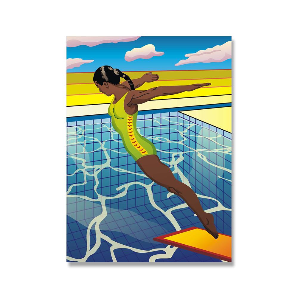 Summer Swim Abstract Wall Art Prints Nordic Poster Swimming Pool Aerial Photography Canvas Painting Picture Living Room Decor No Frame