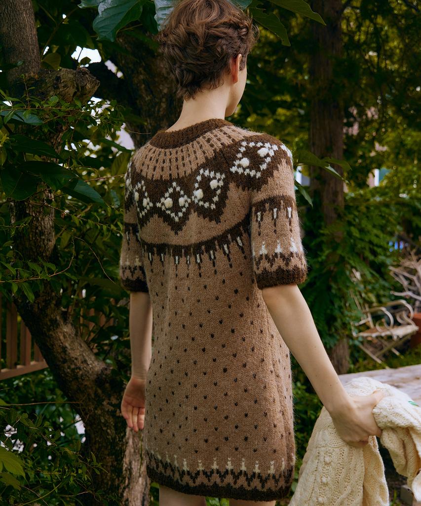 Green Butter Alpaca Nordic Dress (Beige)