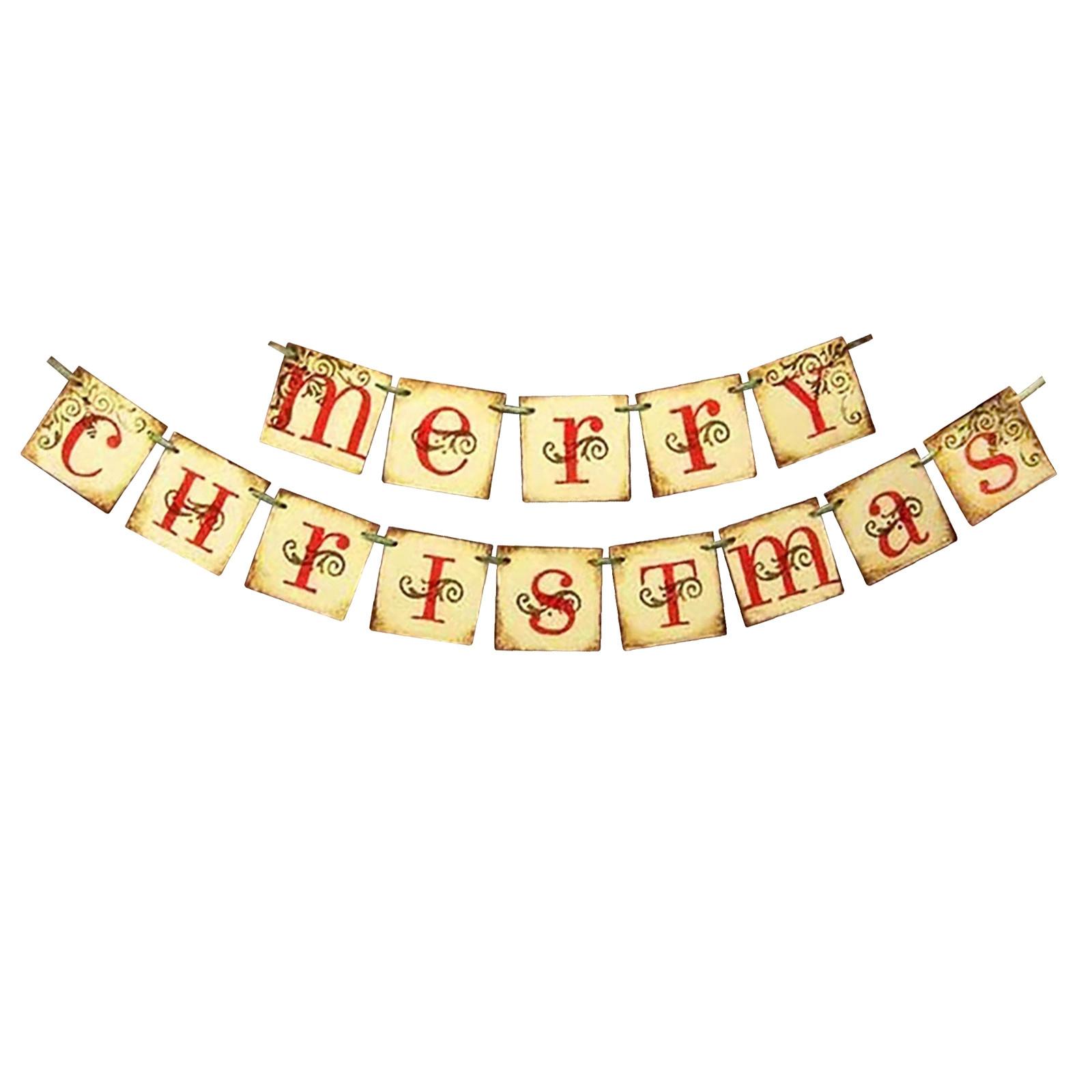 

Vintage Christmas Flag Pulling Christmas Party Decoration Christmas Scene Flag Pulling One Size красный