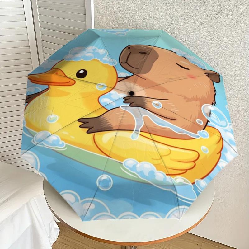 

1pc Capybara Swim Automatic Folding Umbrella - Compact 8-Rib Design,Perfect Gift for Friends & Family yy250926079