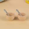 4pc/Set Dollhouse Miniature Furniture Small Wooden Bowl Spoon Model Diy Accessories For Kids