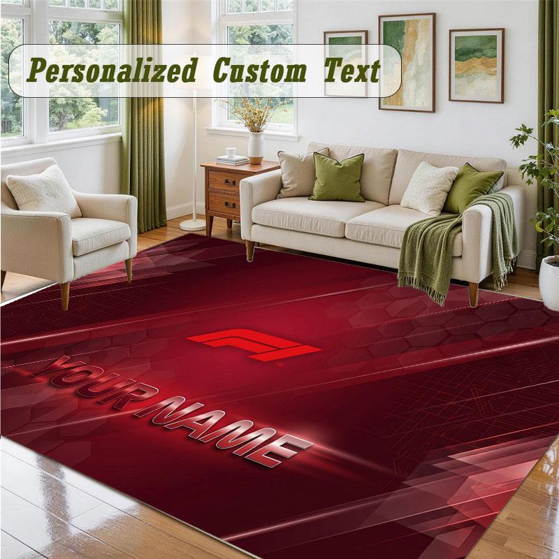 Crystal Velvet Square Rug Custom NameF1 Pattern Non Slip Home Floor Decor Rug