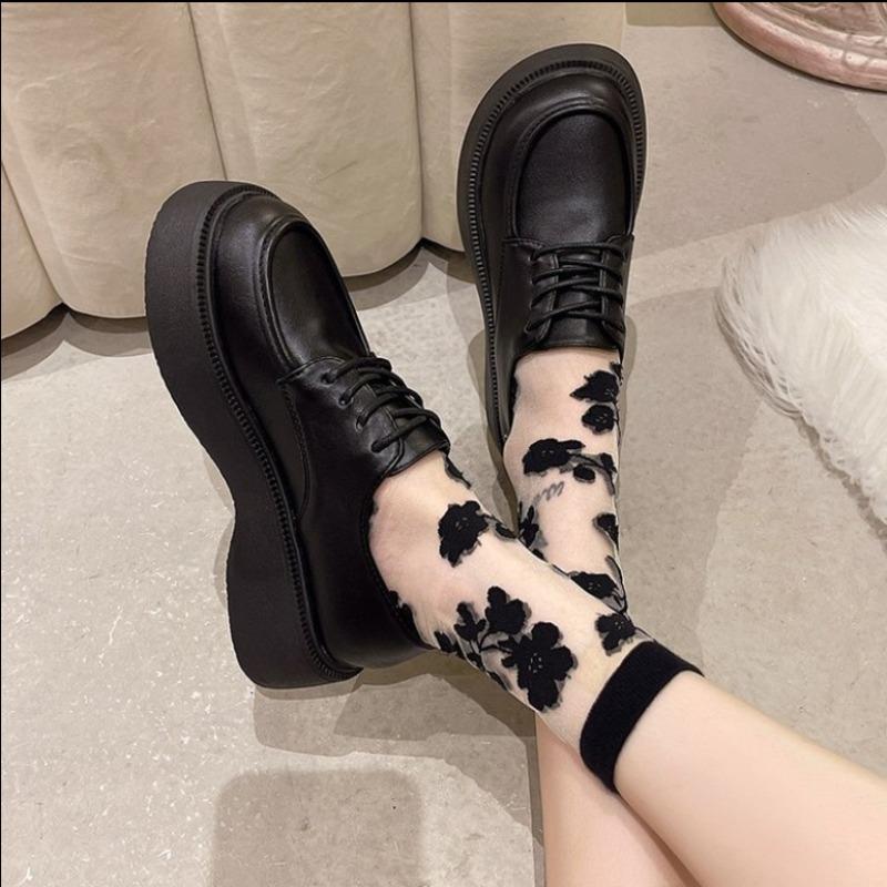 Spring/Autumn New Sponge Cake Thick Sole Lace-up Comfortable Casual Women's Shoes Retro Round-toe Jane Single Shoes