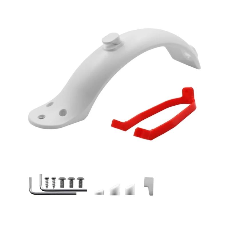 Rear Mudguard Replacement Set for Electric Scooter Daily Commuting Upkeep with ABS Splashes, Support Brackets and Hardware