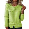 Women's Fashion Casual Single-Breasted Multi-Button Thickened Flower Loose Cardigan Round Neck Long Sleeve Knitted Cardigan Sweater Jacket