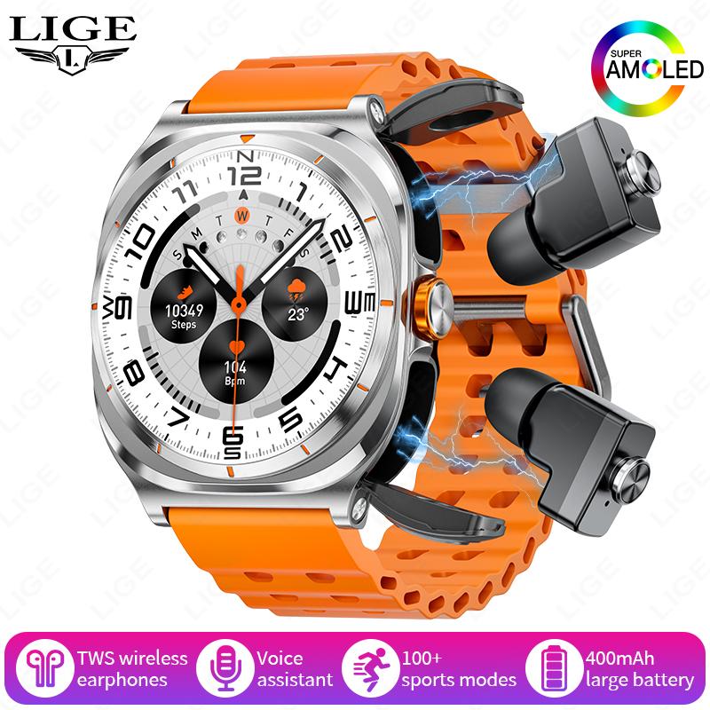 New TWS 2-In-1 Headset Smart Watch Bluetooth Call Men Watches 400mAh Battery Heart Rate Play Music Smartwatch Women