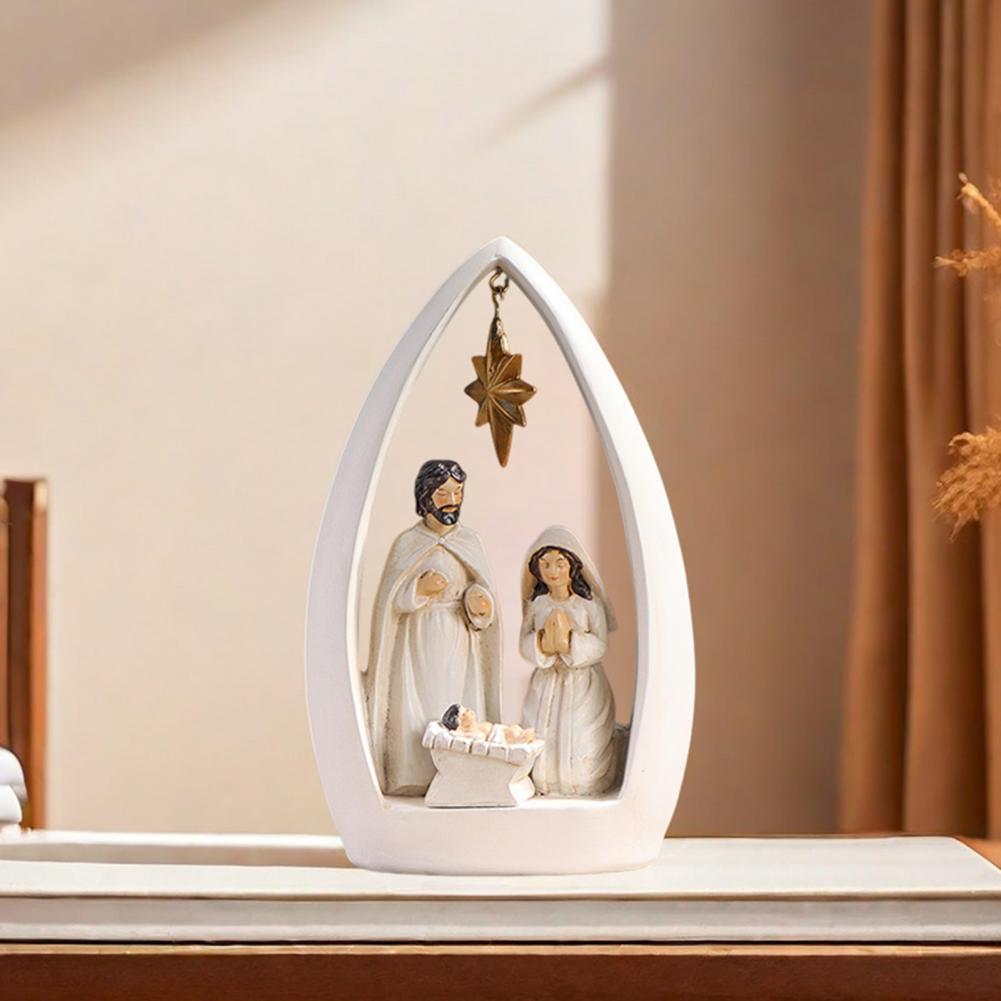 Nativity Resin Figurine Resin Holy Family Nativity Figurine Set Joseph Mary Jesus Sculpture for Home Office Decor Advent Statue