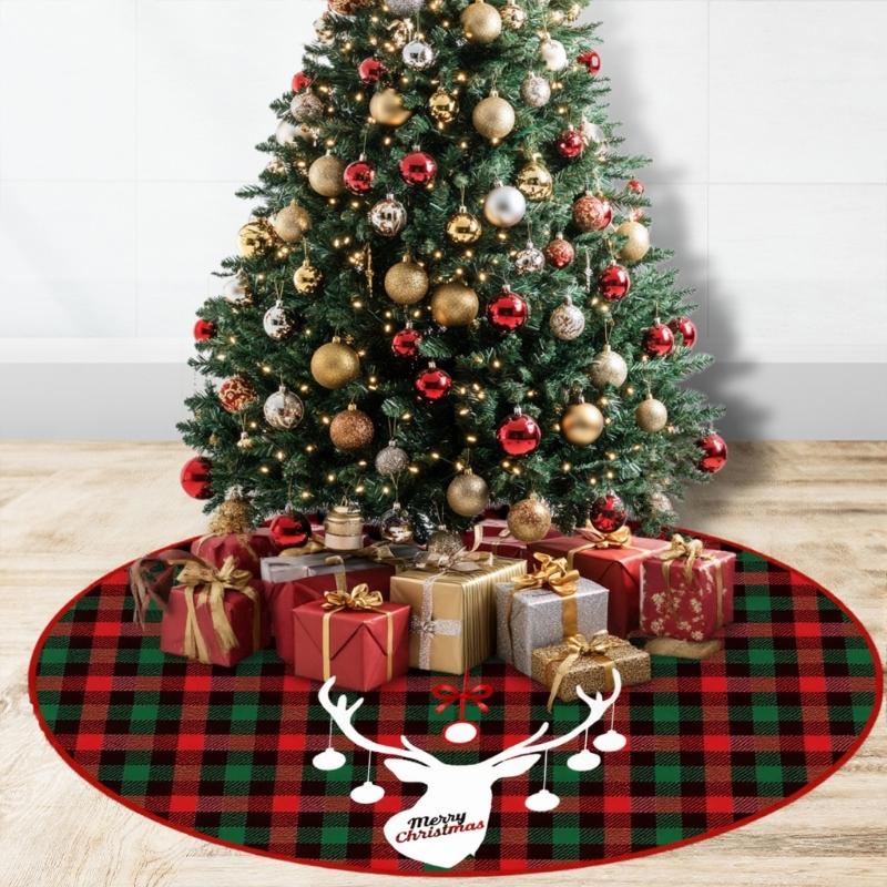 Cartoon Christmas Tree Skirt Ornament 35Inch Christmas Tree Mat Machine Washable for Home Holiday Party Decoration