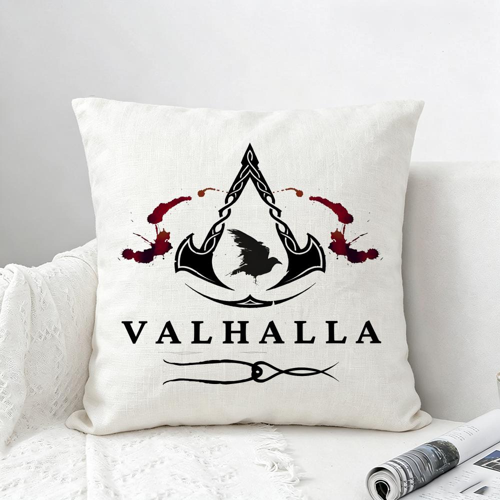 Game Assassins Creed Valhalla Cushion Cover Natural Linen Pillowcase Set AllinOne Decor for Sofa Bedroom Chair