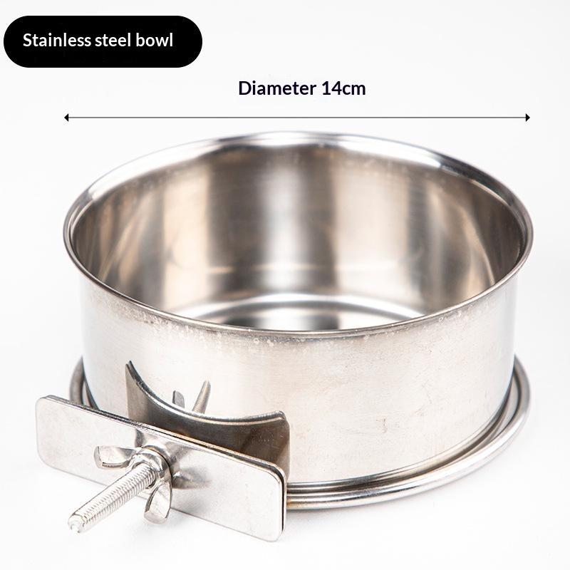 Hanging Cage Bowl For Pet Birds Anti-Turnover Stainless Steel Feeding Food Drinking Feeder Dish Clamp-On Water Drinker Cage Cup