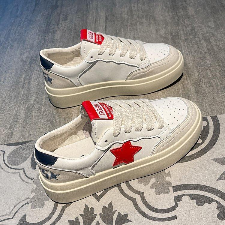 Star platform white shoes children ins2025 spring new versatile foreign style explosion sports and leisure board shoes
