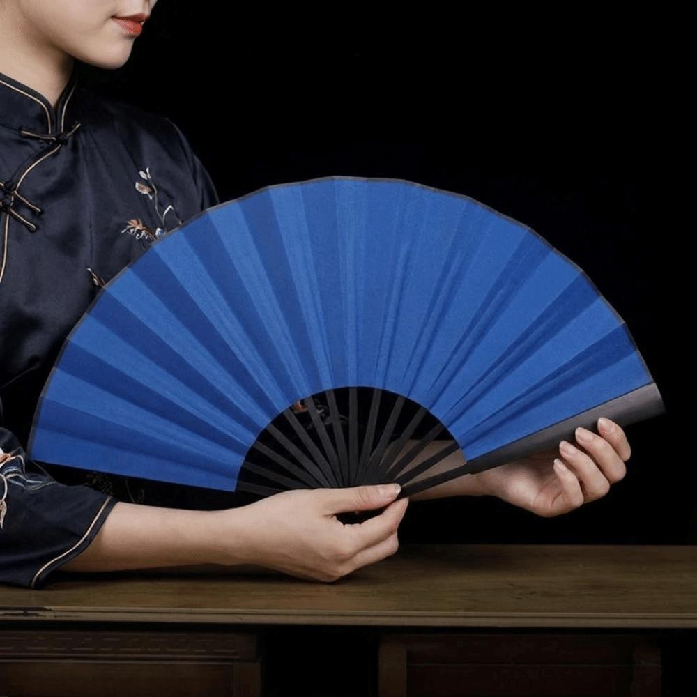 Antique Style Chinese Folding Fan Handwritten Calligraphy Portable Hand Fan DIY Gold-Flecked Surface Dance Fan Photo Props