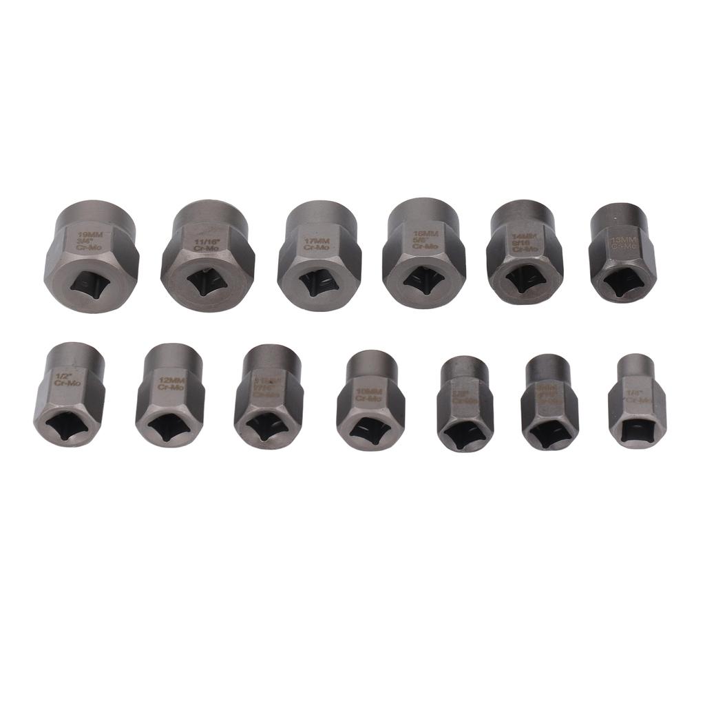 15 Pcs Set Bolt Extractor 1 4 to 3 4 Inch Cr Mo Steel Damaged Bolt and Nut Remover Extension Rod Kit