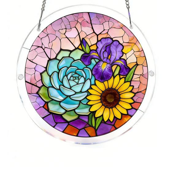 Acrylic Jigsaw Puzzle Suncatcher 83 Pcs DIY Puzzles Craft Kit for Adults Colorful Window Hanging Ornament for Women Men Home Garden Decor