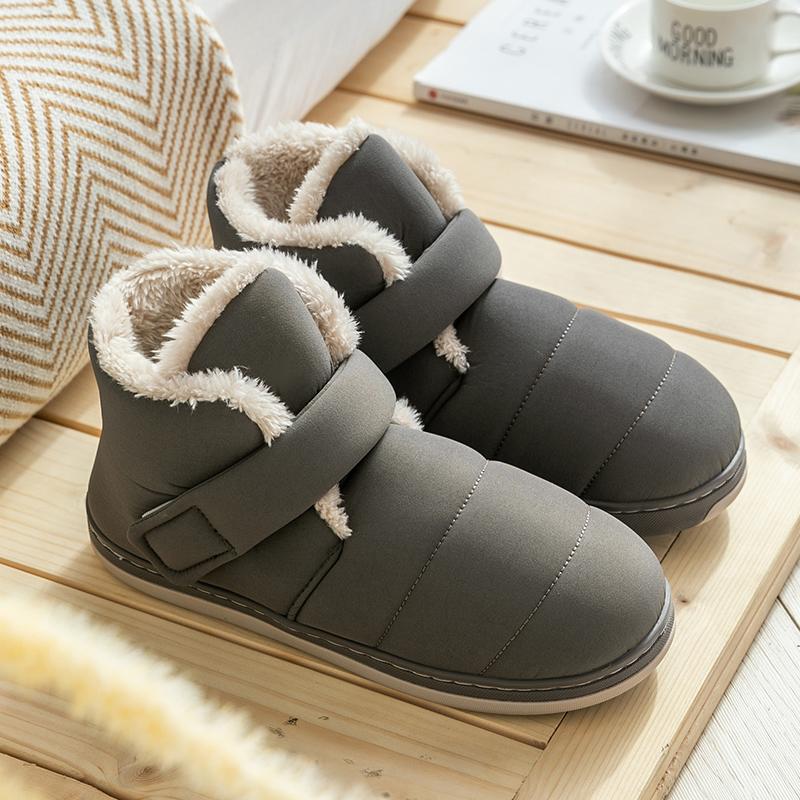 High-top cotton slippers women's winter new outer wear bag heel non-slip warm plush cotton shoes men's winter