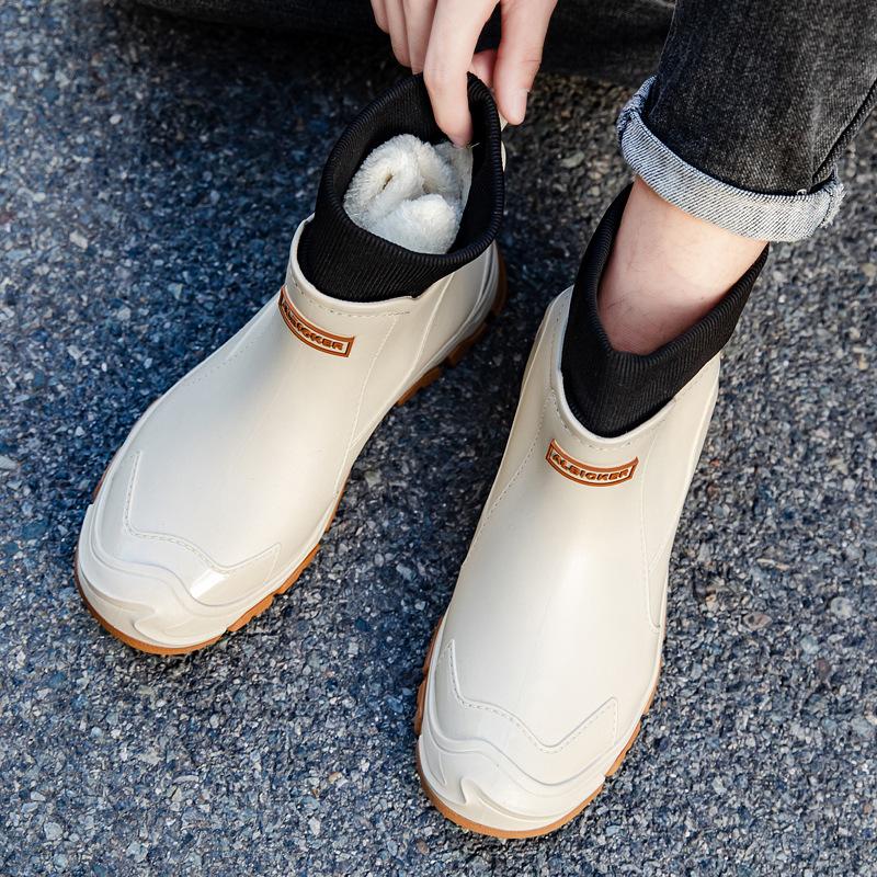 Environmental Protection Material Men's and Women's Rain Shoes Outdoor Short Water Shoes Men's Flat-bottomed Warm Rain Boots Women's
