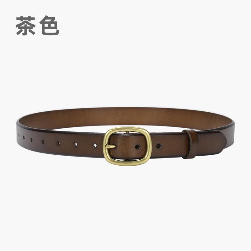 Women'S Genuine Leather Belt Single-Layer Pure Cowhide First-Layer Retro Japanese Buckle Belt