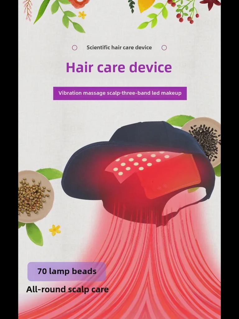 70-LED Red & Blue Light Hair Care Cap: Portable Home Hair Strengthening & Growth Device