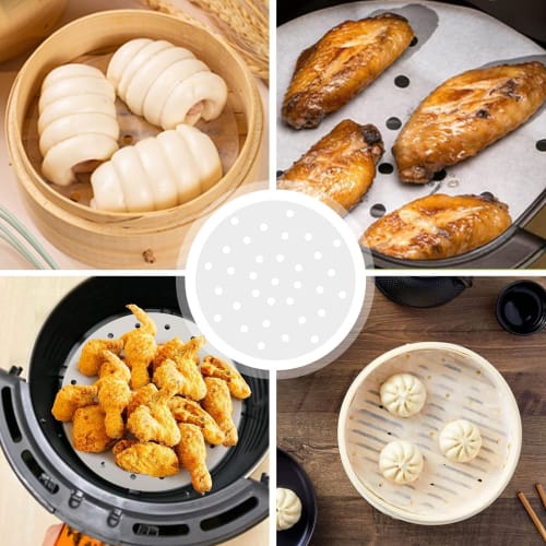 Meltryllis Steamer Sheets (50 Sheets) 17.8cm, Disposable Steaming Paper for Cooking, Non-Stick, High-Temperature Resistant, Food-Grade Material, Porou