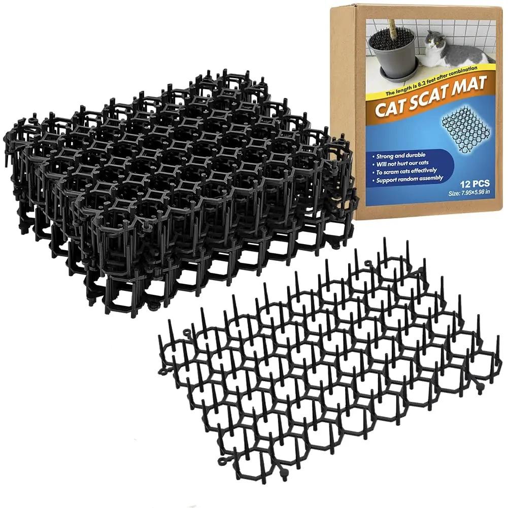 

12Pcs/set Garden Anti-Cat Prickle Mat Cat Scat Mat with Ground Spikes and Cable Ties Keep Cat Dog Away Digging Repellent Mat