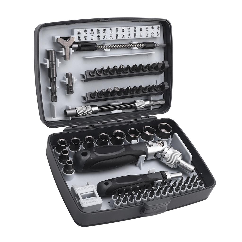 Ratschenschraubendreher-Set 68 in 1 Ergonomischer und 180 Grad drehbarer Griff Präzise Bohrer Ratsche Schraubendreher