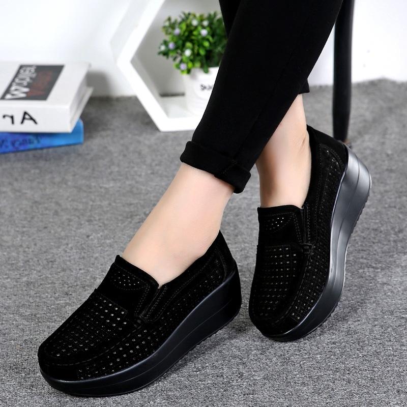 Fashion Platform Women Shoes Flats Sneakers Suede Leather Women Casual Shoes Slip On Flats Heels Creepers Moccasins