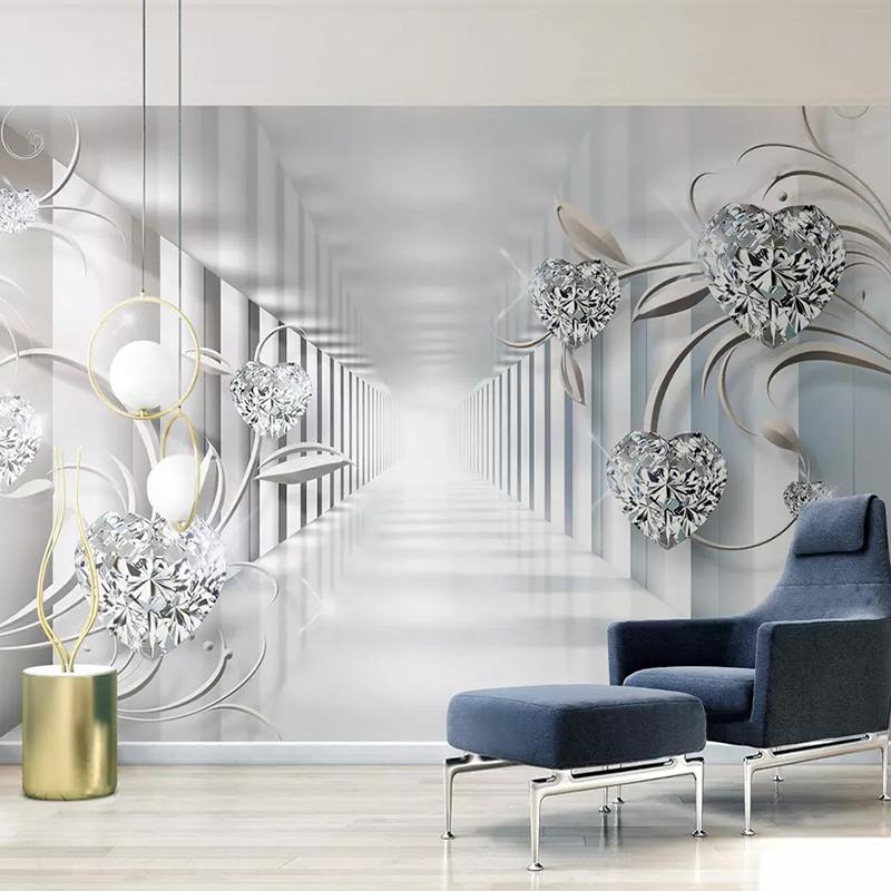 Custom Wall Mural Photo Wallpaper Non-woven 3D Abstract Space Flower Pattern Diamond Jewelry Living Room TV Backdrop Home Decor