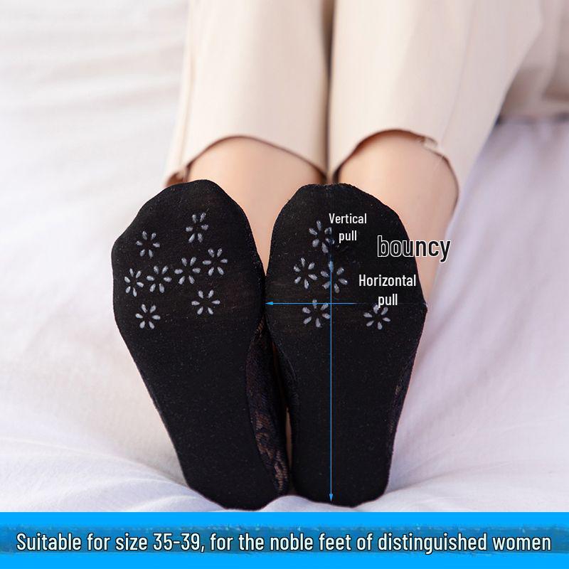 Women's Lace Invisible Non-Slip Boat Socks - Breathable, Thin, Shallow Fit for Summer