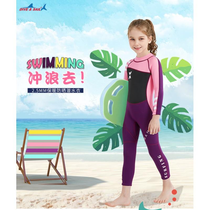 Kids 2.5mm Full Wetsuit Diving Snorkeling Surfing Swimming Winter Water Sports Girls Chloroprene Neoprene Suit