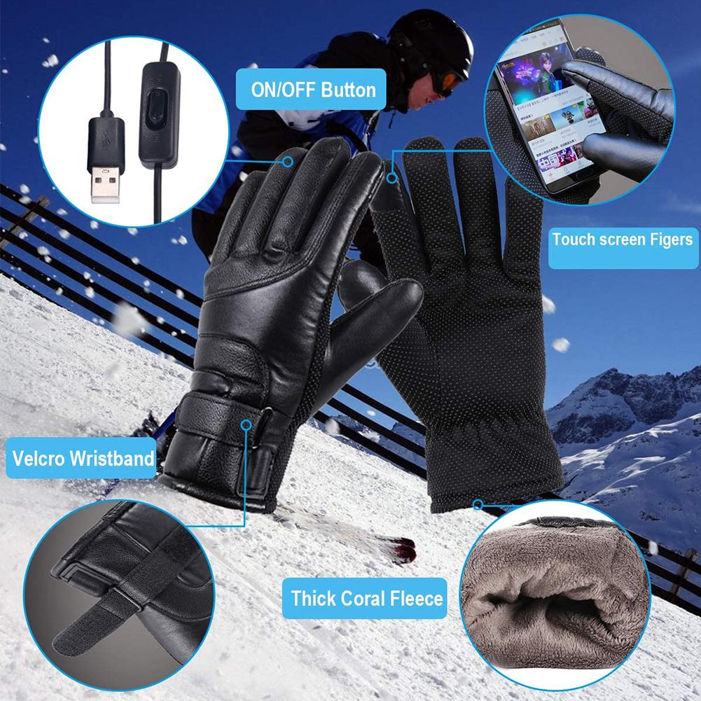 Winter Warm Heating Gloves Waterproof Windproof Electric Heated Gloves Outdoor Riding Motorcycle Skiing Mitten USB Heated Gloves
