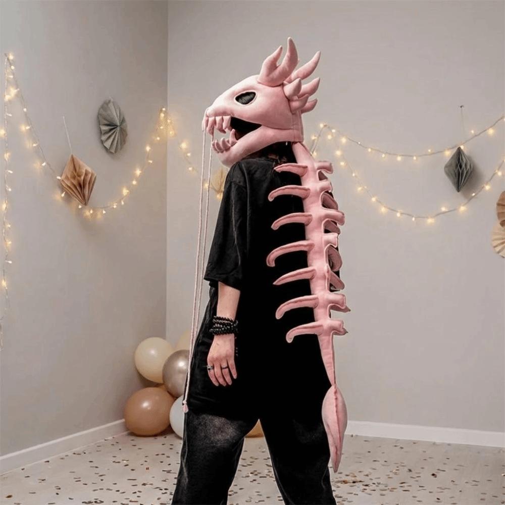 80/120CM Dinosaur Bone Head Hat Wearable Plush Dinosaur Costume  Party Outfit