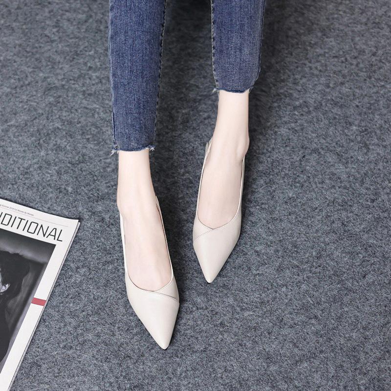 

Pointed single shoes women s 2025 tooling work leather shoes thick heel not tired feet women s shoes professional work shoes women s black 40